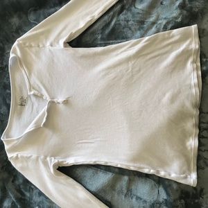 White Long Sleeve Quarter Button-up